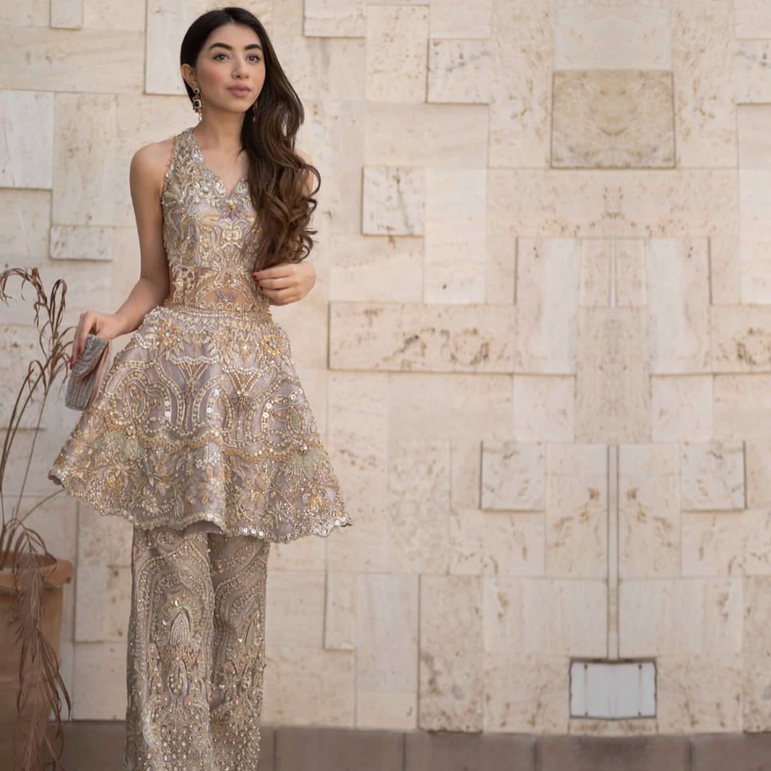 Designer Embroidered Partywear Peplum with Pant Bespoke - DN-1212