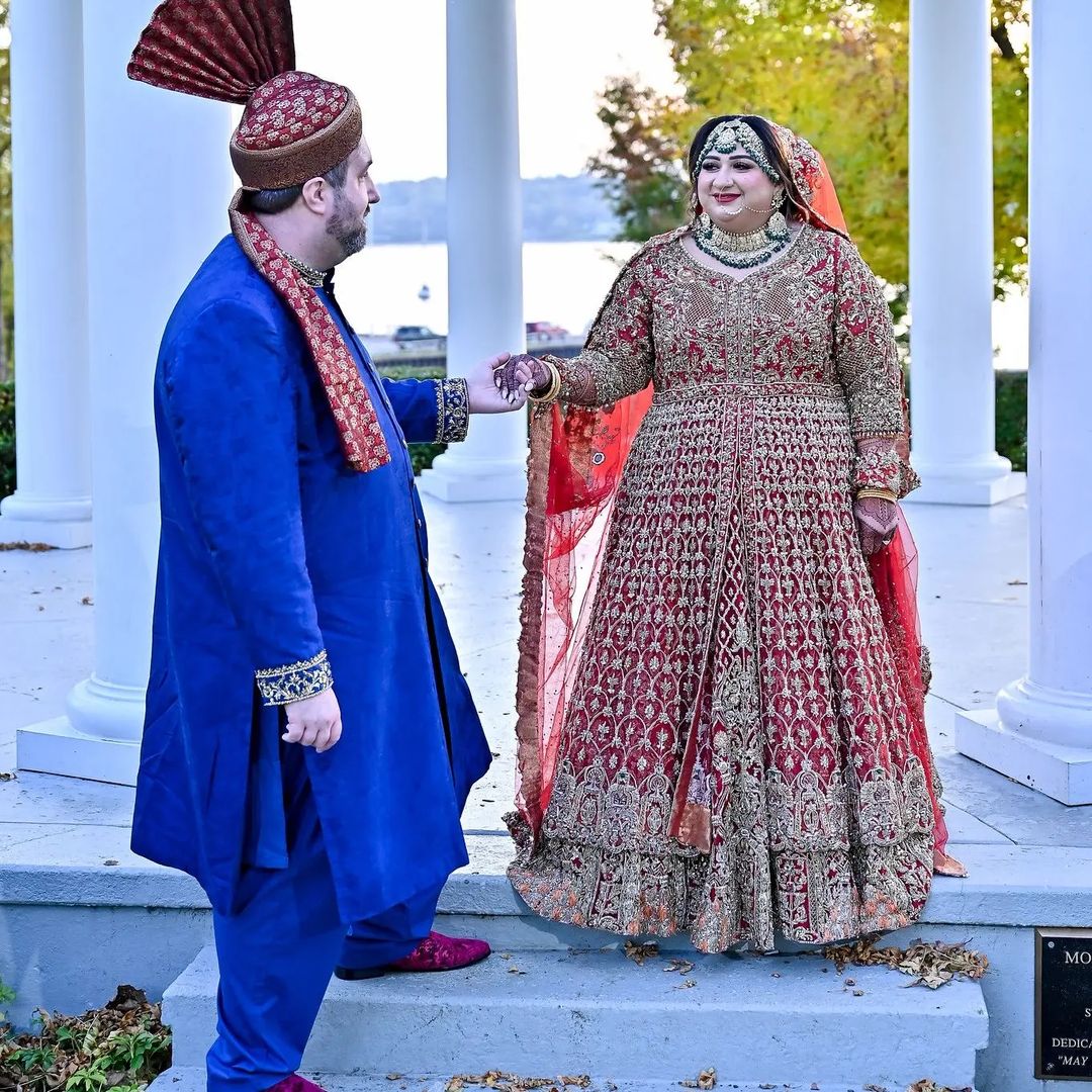 Red Classy Designer Pakistani Nikaah Long Split Anarkali with lehenga and Embroidery Bespoke - DN-1264