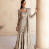Ivory Classy Designer Wedding Peplum with Sharara and Embroidery Bespoke made to order - DN-1296