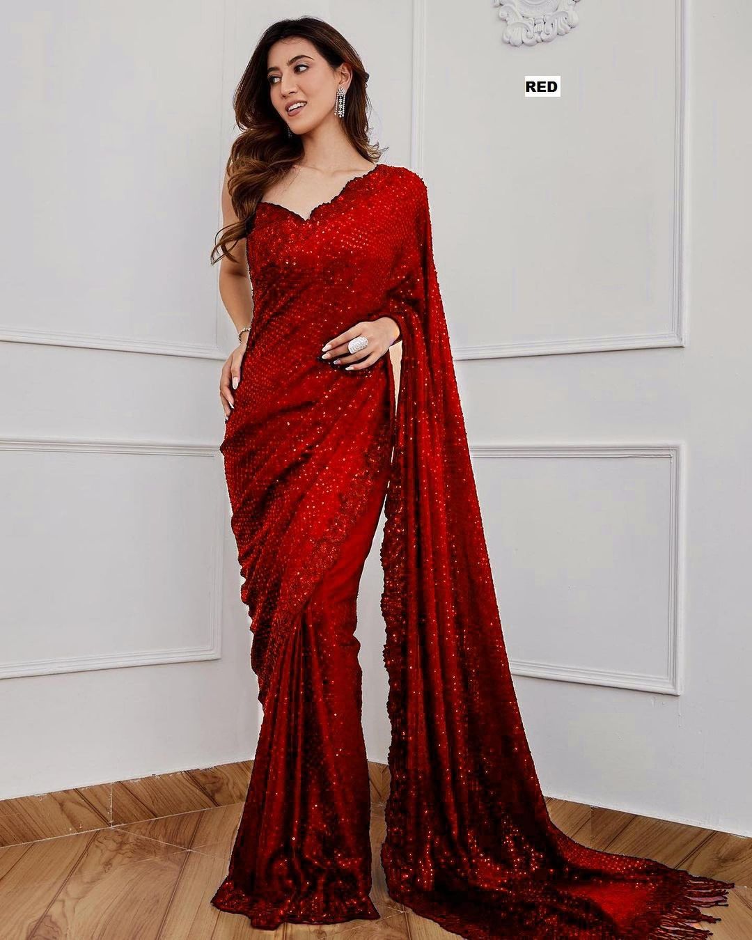 Designer Partywear and Wedding Saree with Sequence Work Bespoke made to order - DN-1286