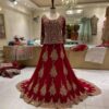 Traditional Red Bridal long Trail lehenga with Embroidered Blouse Bespoke made to order - DN-1225