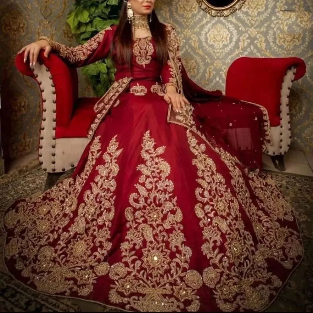 Classy Red Designer Indian Bridal lehenga choli with Embroidery Bespoke made to order - DN-1223